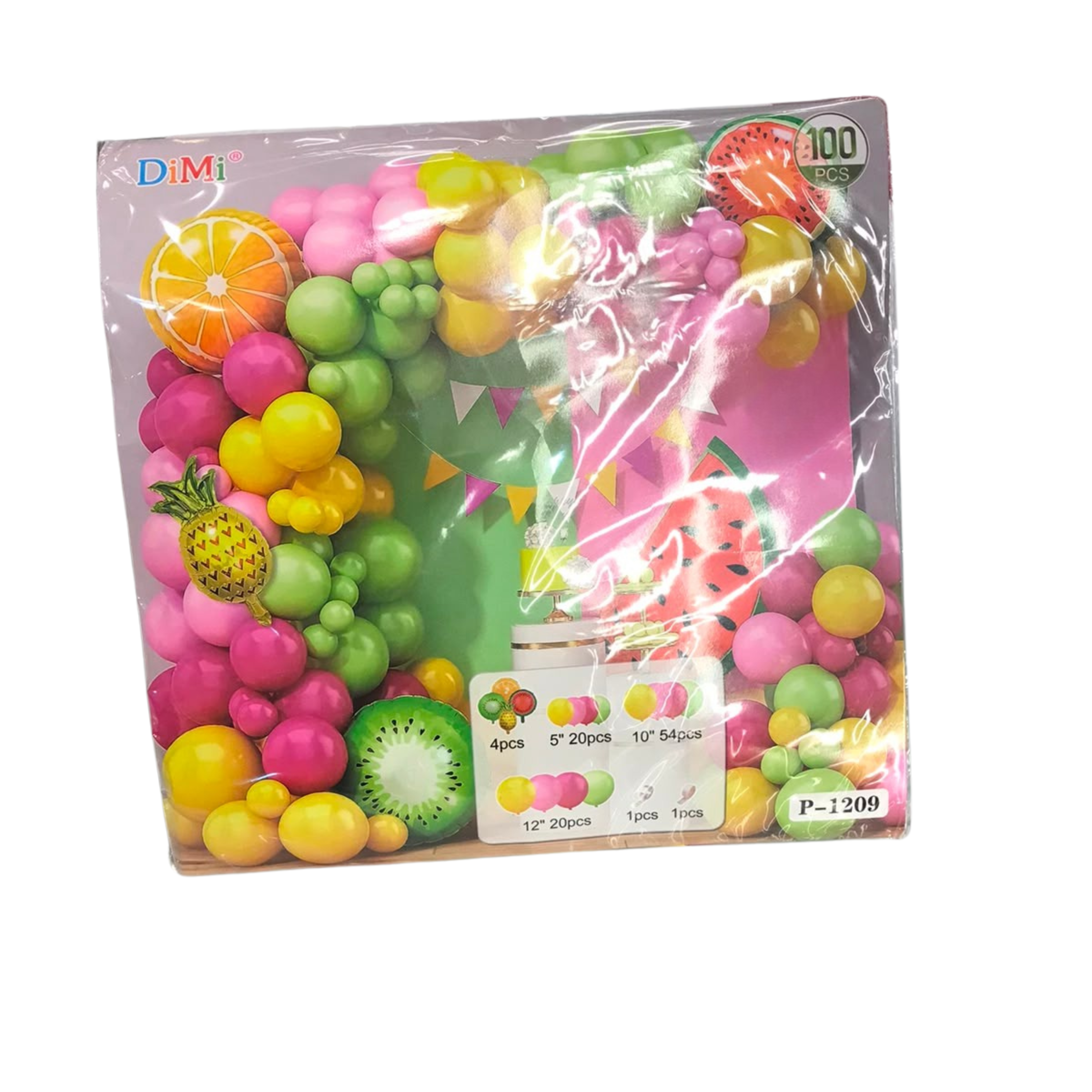 DiMi 100pcs Tutti Frutti Balloon Arch Kit – Fruit Theme Birthday Party Garland Set (P-1209) Main image