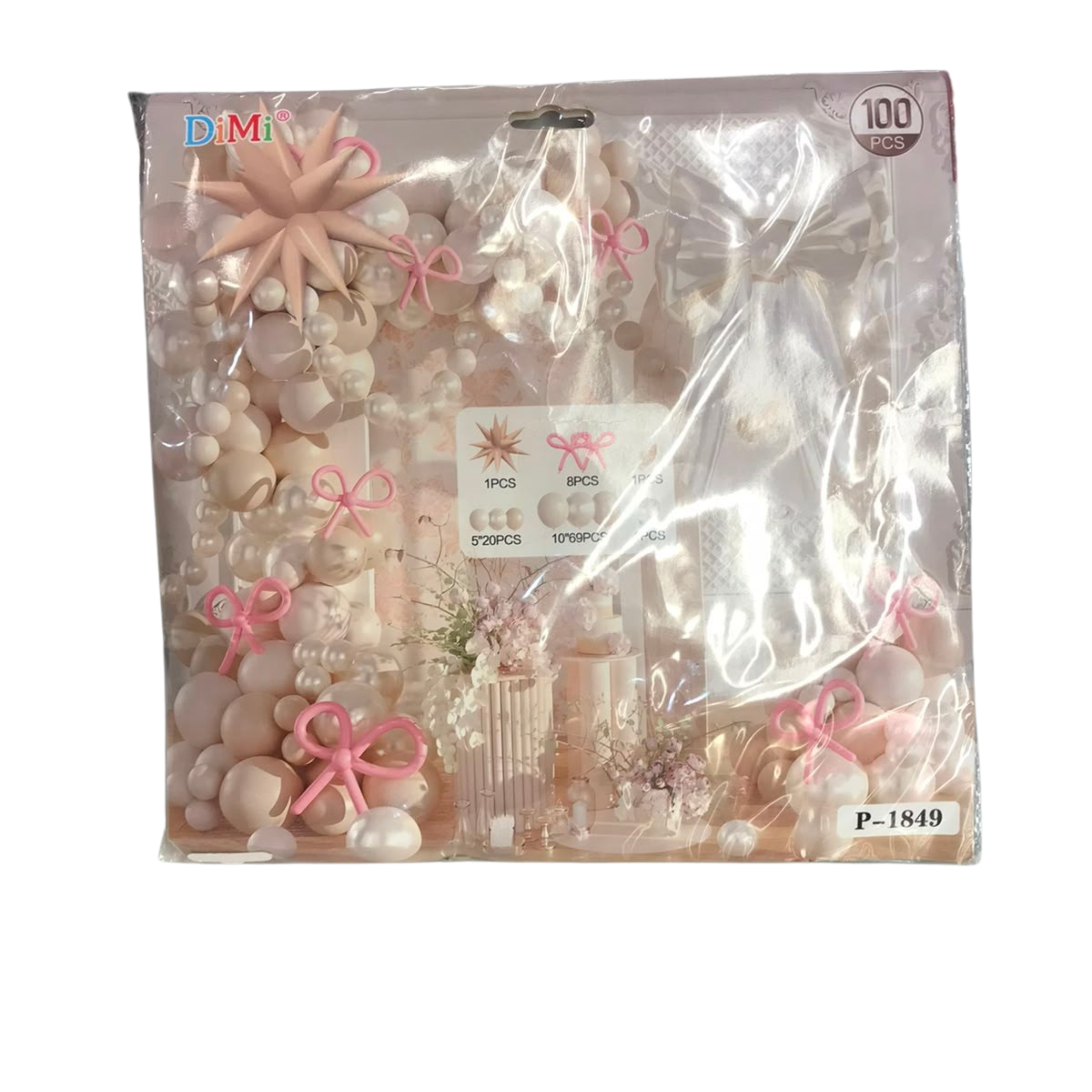 DiMi 100pcs Coquette Pink Bow Balloon Arch Kit – Pastel Birthday & Bridal Shower Garland Set (P-1849) Main image