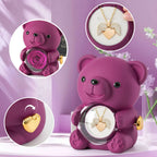 Teddy Bear Eternal Rose Box with Heart Necklace – Luxury Gift for Women - Large