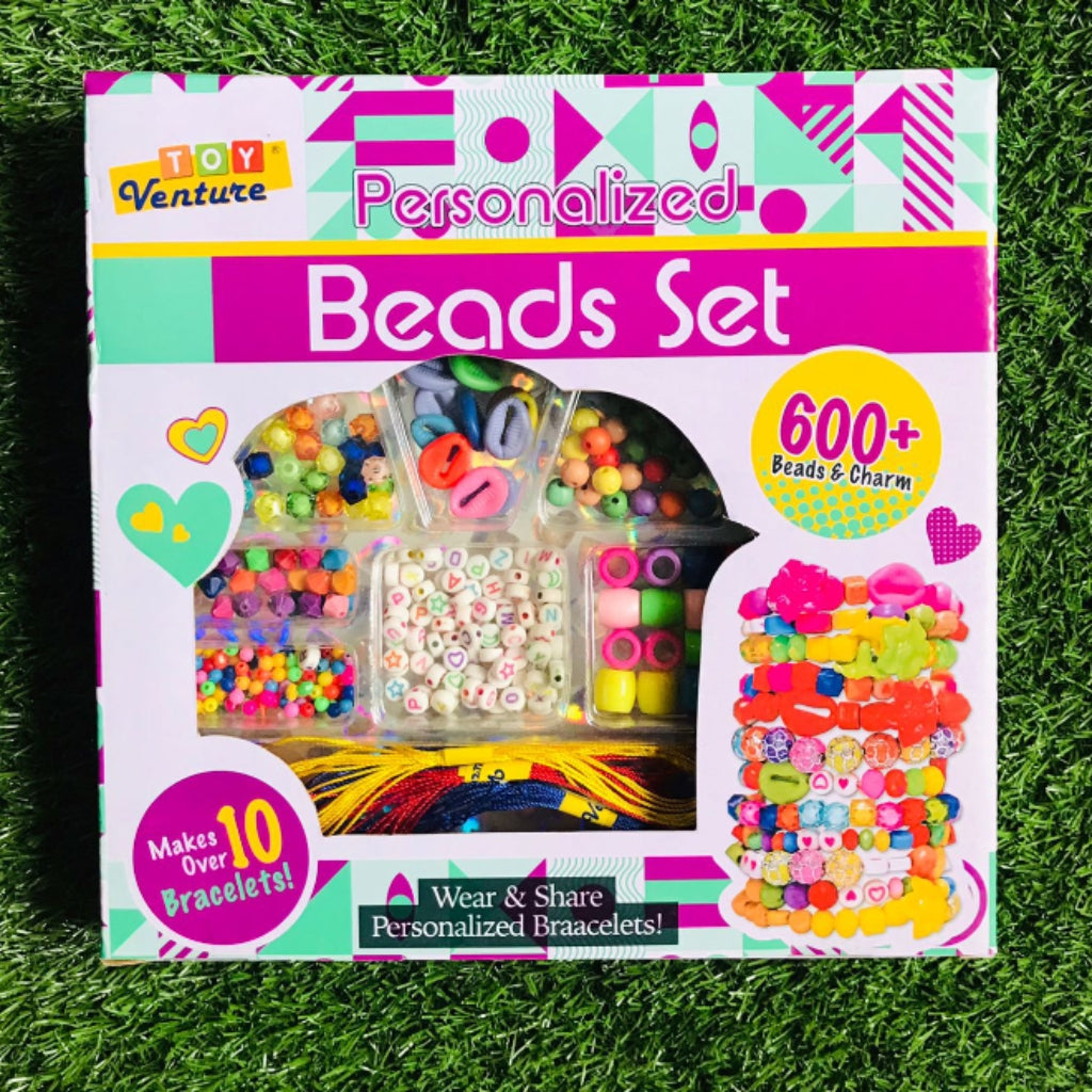 Personalized Beads Set For Kids 600+ Beads & Charm Wear & Share Personalized Bracelets Kids Creative Activity Main image