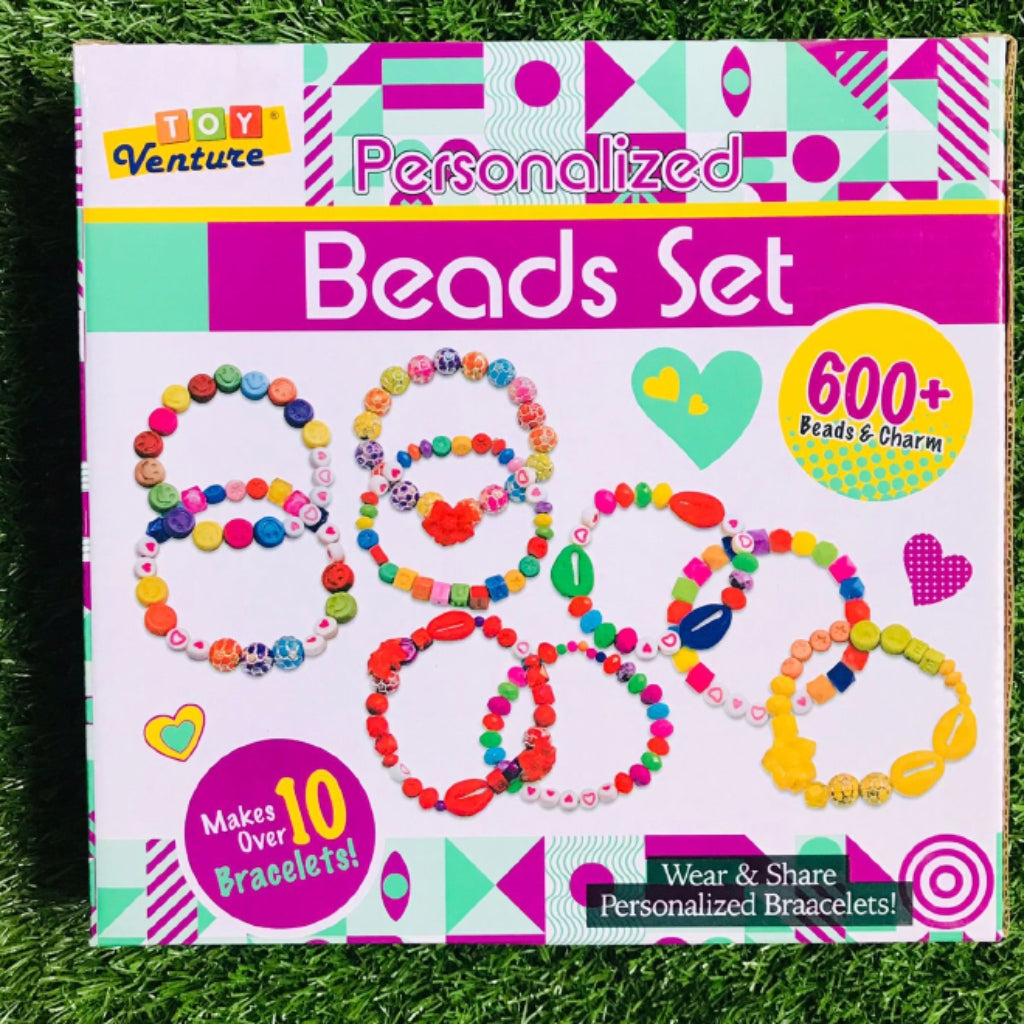Personalized Beads Set For Kids 600+ Beads & Charm Wear & Share Personalized Bracelets Kids Creative Activity