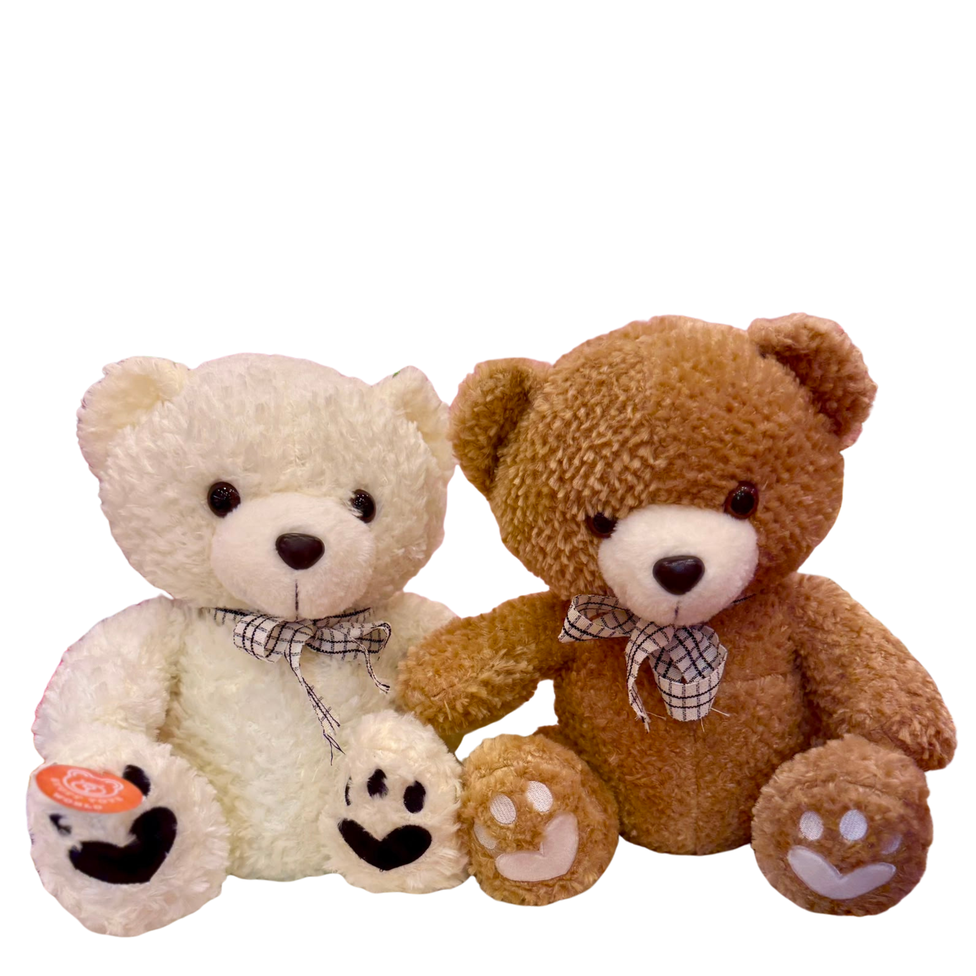 Cuddly Sitting Teddy Bear Plush Toy – Soft Teddy Bear with Plaid Bow Tie  35 cm