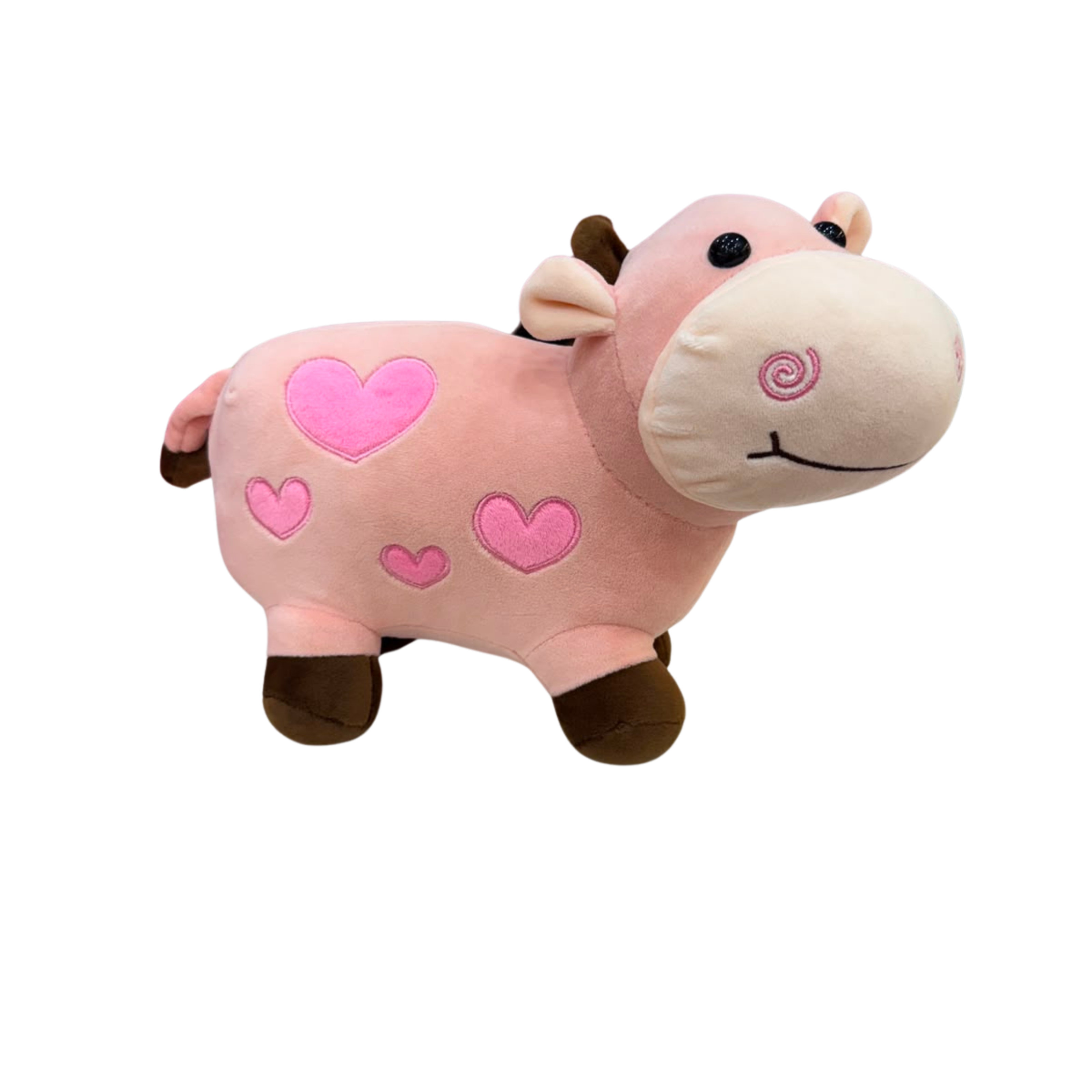 Pink Strawberry Cow Plush Toy – Heart Pattern Stuffed Animal 30cm Secondary image