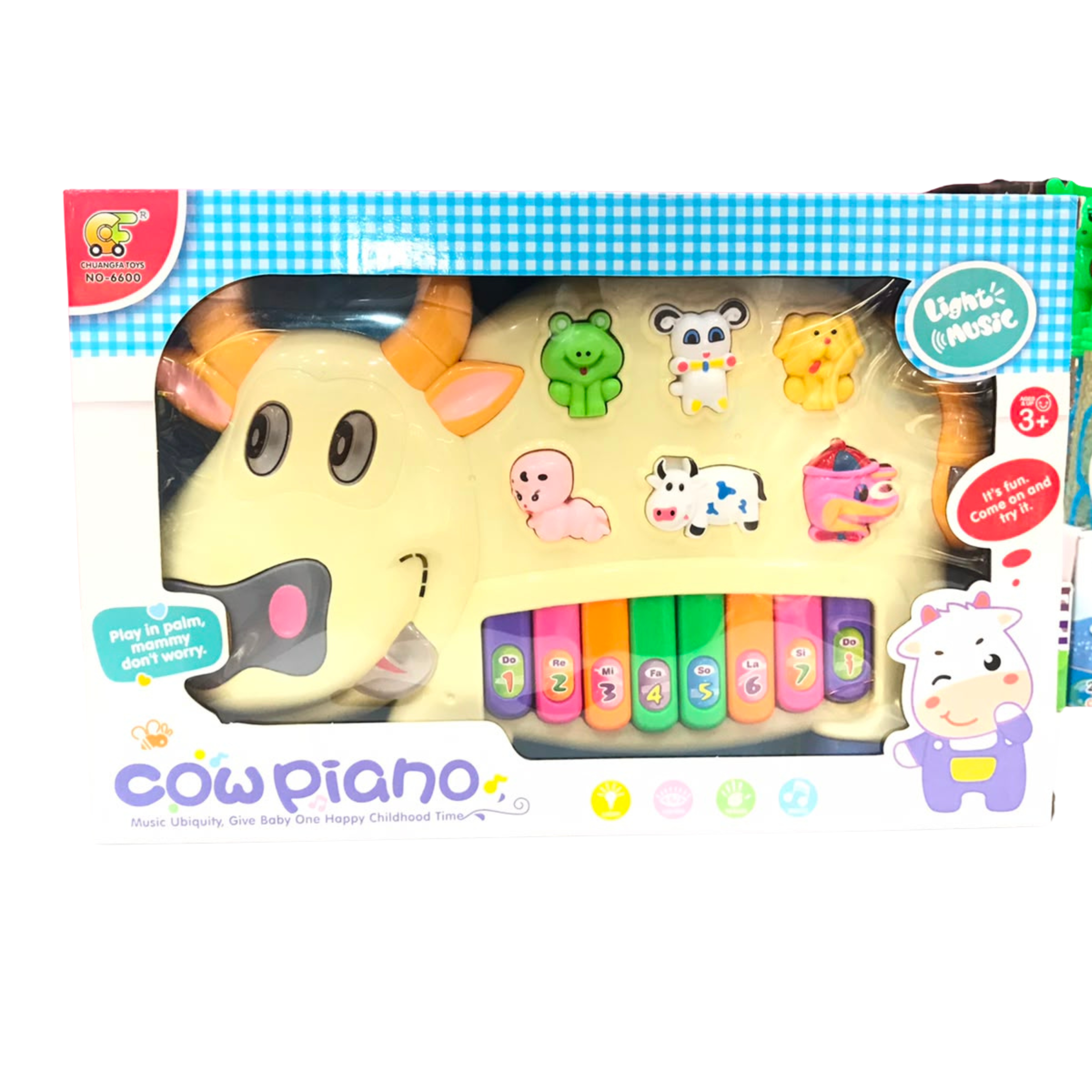 Kids Interactive Musical Cow Piano Toy with Lights and Animal Sounds Main image