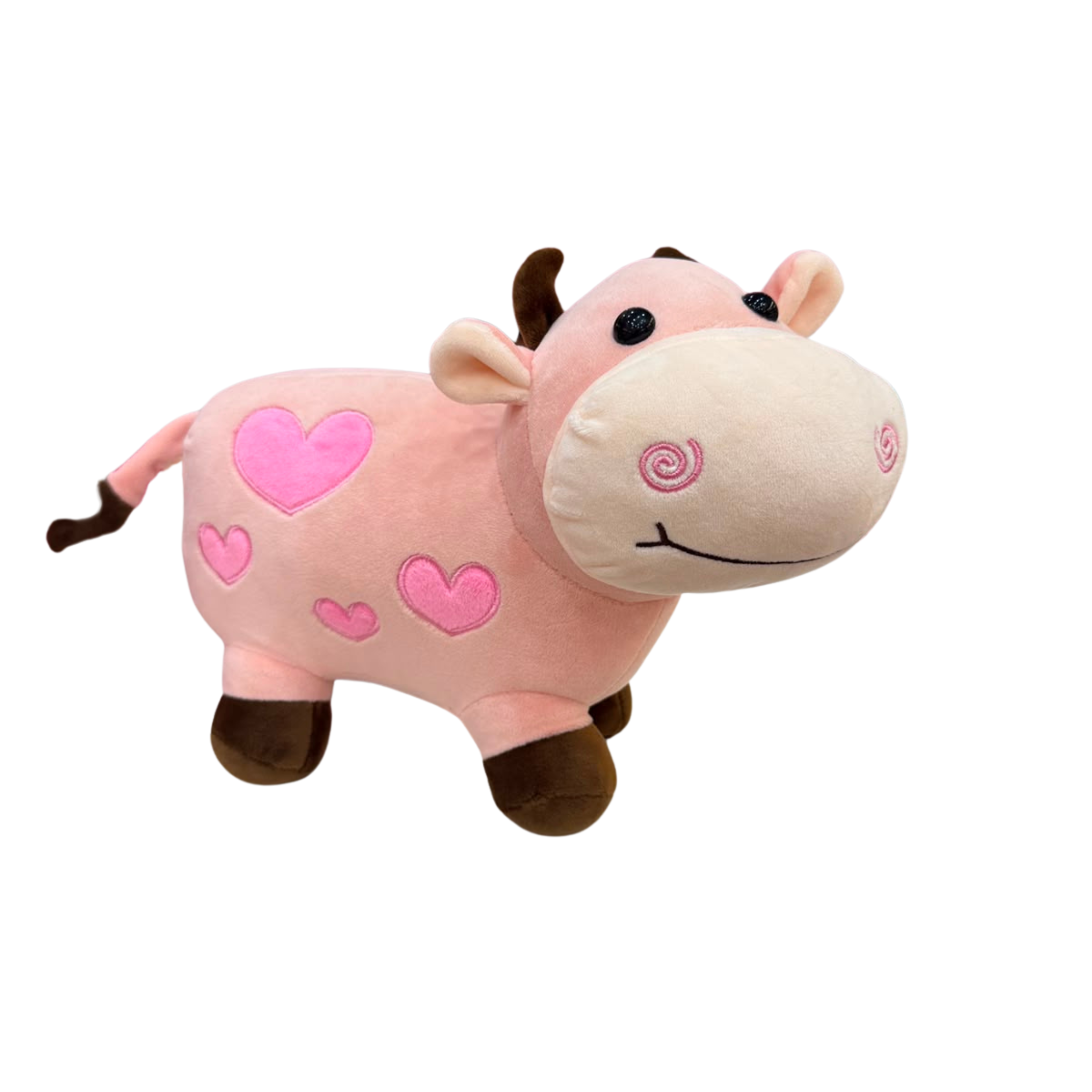 Pink Strawberry Cow Plush Toy – Heart Pattern Stuffed Animal 30cm Main image
