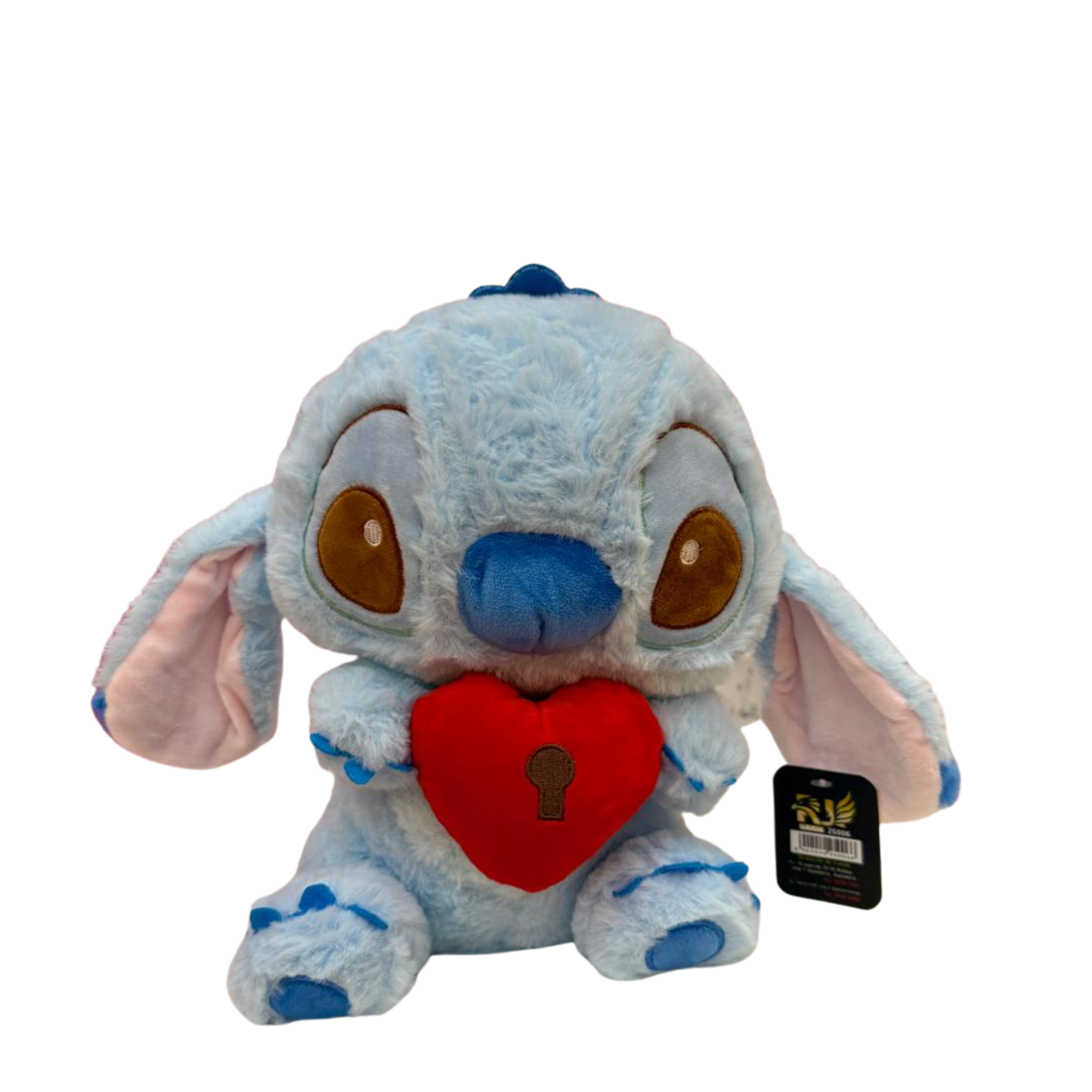 Disney Stitch Plush Toy – Sitting Blue Alien Holding Red Heart Lock 30 cm Secondary image
