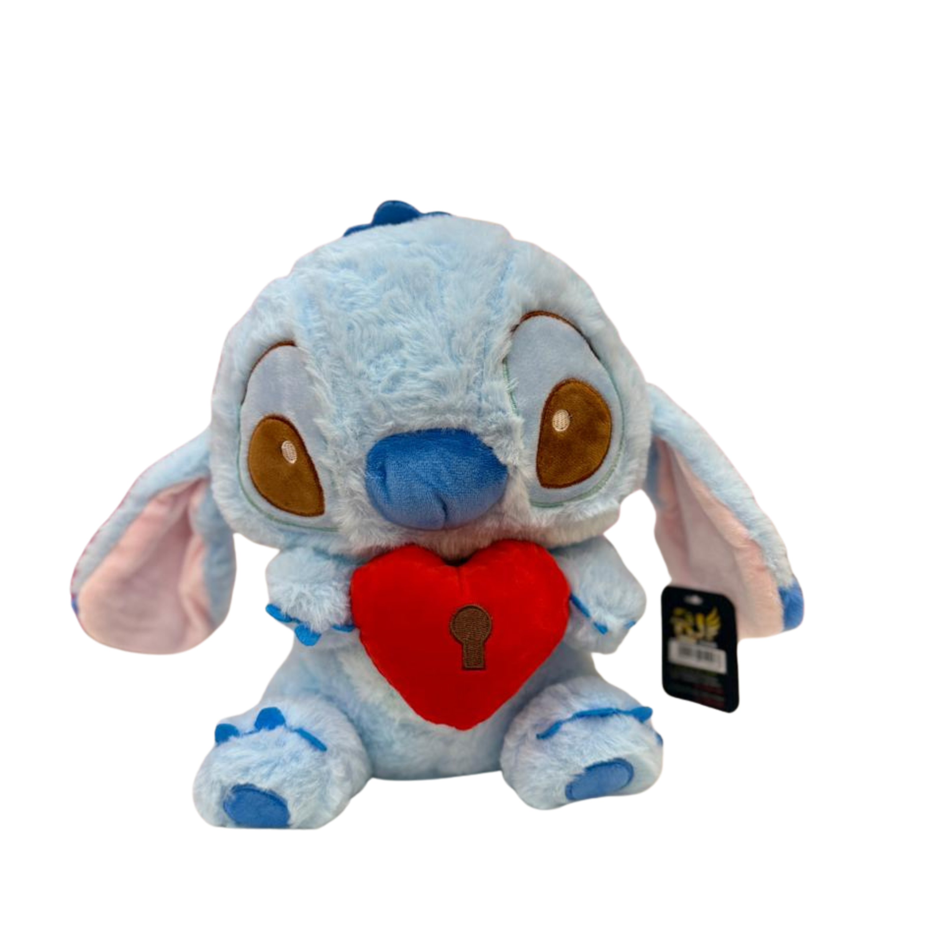 Disney Stitch Plush Toy – Sitting Blue Alien Holding Red Heart Lock 30 cm Main image