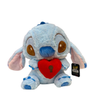 Disney Stitch Plush Toy – Sitting Blue Alien Holding Red Heart Lock 30 cm