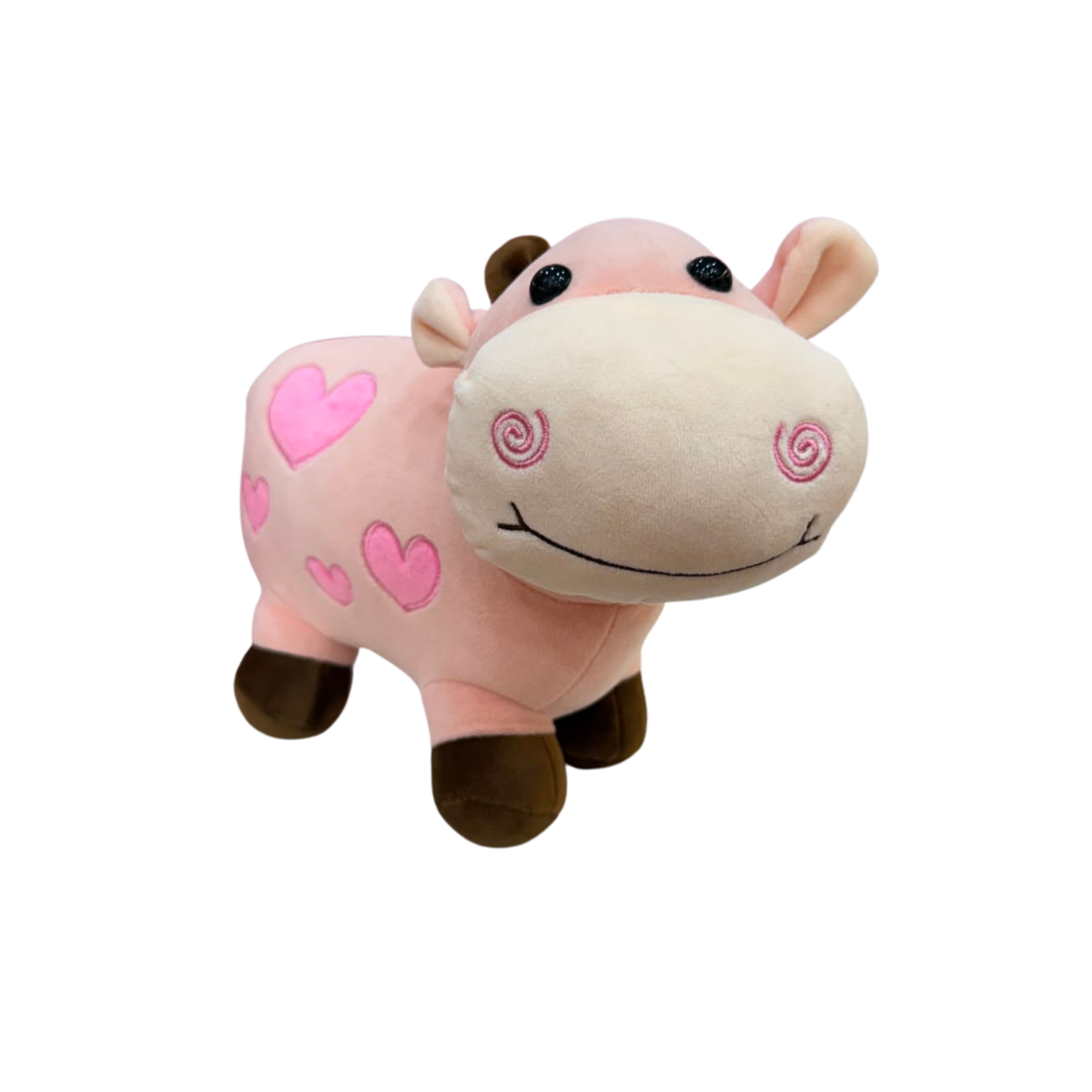 Pink Strawberry Cow Plush Toy – Heart Pattern Stuffed Animal 30cm
