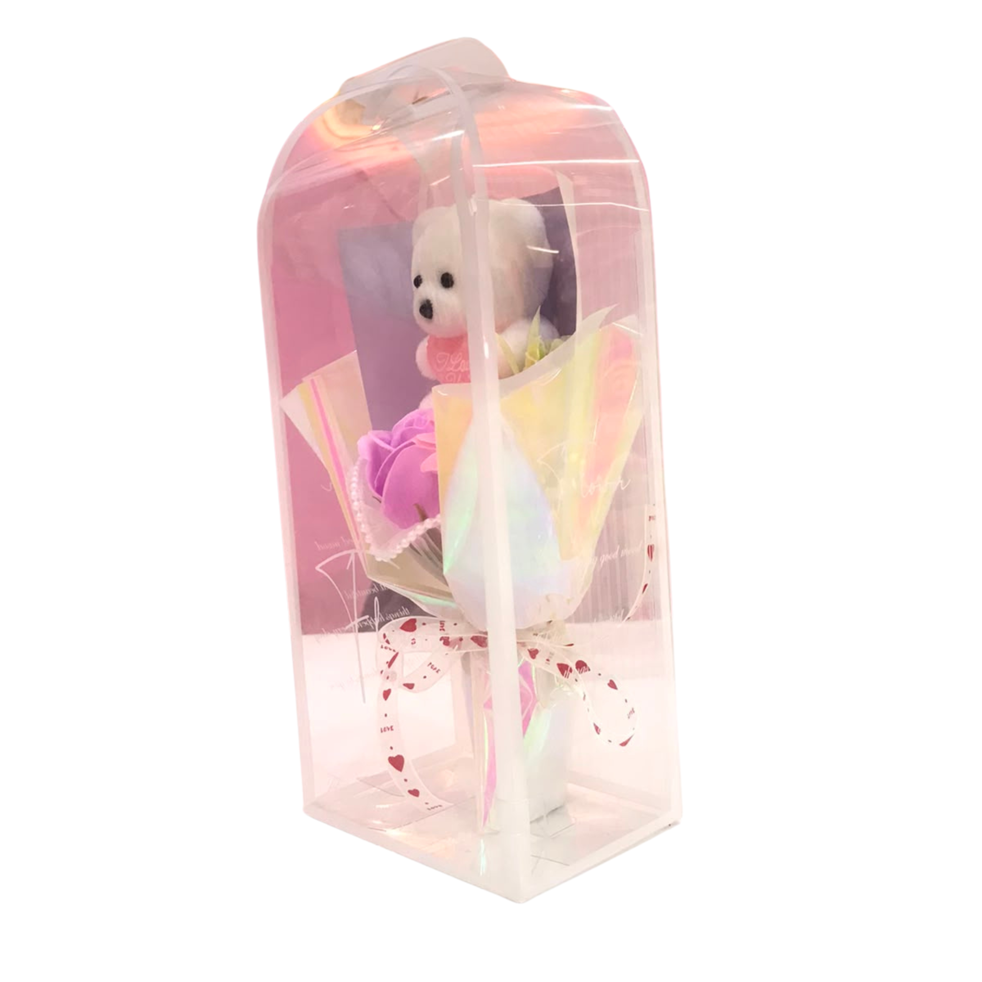 Mini Teddy Bear and Scented Soap Rose Flower Bouquet Gift Set Secondary image