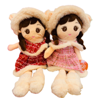 Cute Twin Plush Girl Dolls – Soft Stuffed Rag Dolls with Winter Hats medium 45 cm