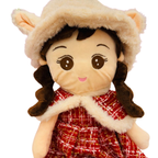 Cute Twin Plush Girl Dolls – Soft Stuffed Rag Dolls in Blue and Red Dresses large 60cm