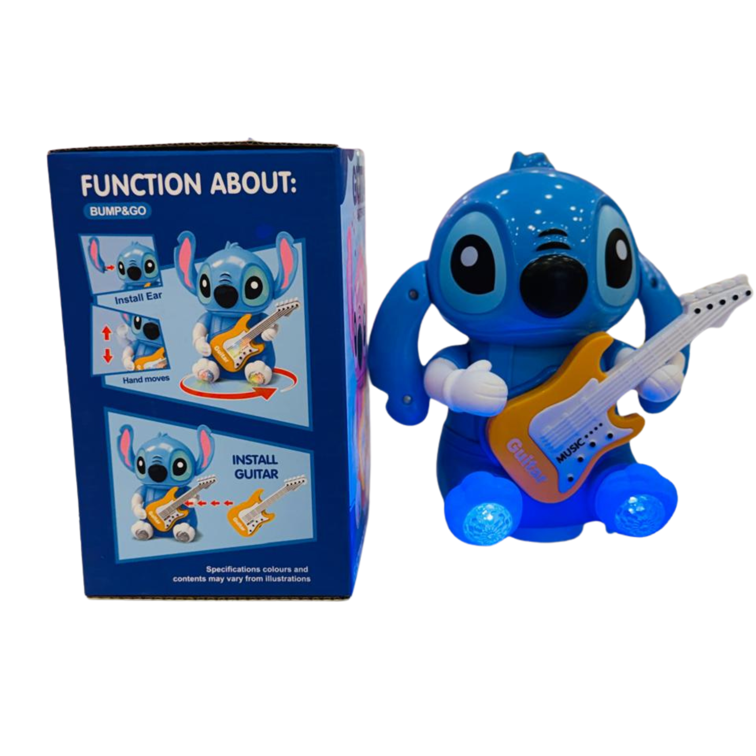 Battery-Operated Cartoon Alien Electric Guitar Toy – Musical Stitch-Inspired Dancing Toy with 3D Flash Lights & Sweet Music for Kids Main image