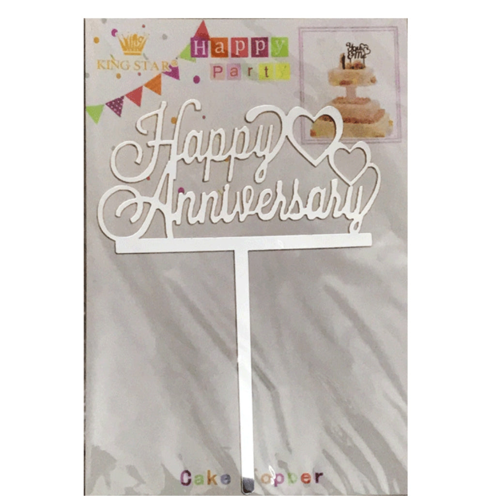 Happy Anniversary Acrylic Cake Topper For Happy Anniversary/Wedding Ceremony Celebration Decoration Supplies Main image