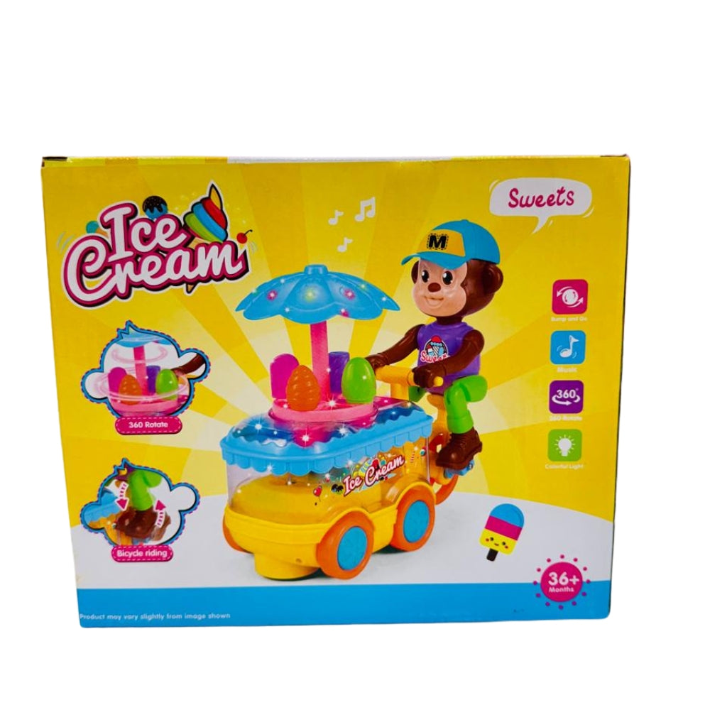 Musical Ice Cream Cart Toy with Moving Monkey & Bump and Go Action for Kids Secondary image