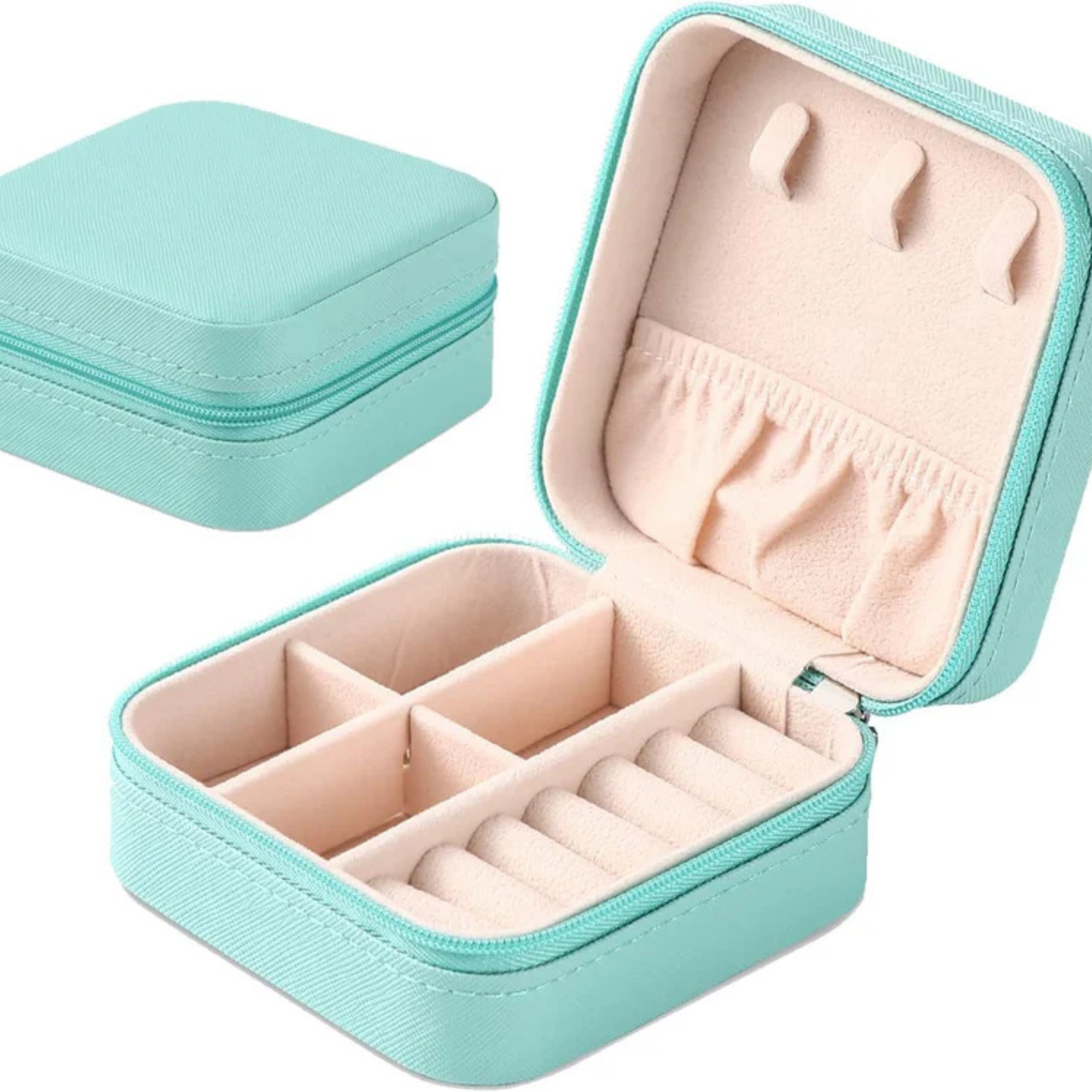 Mini Leather Square Jewellery Box – Portable Travel Organizer for Rings, Earrings & Necklaces Secondary image