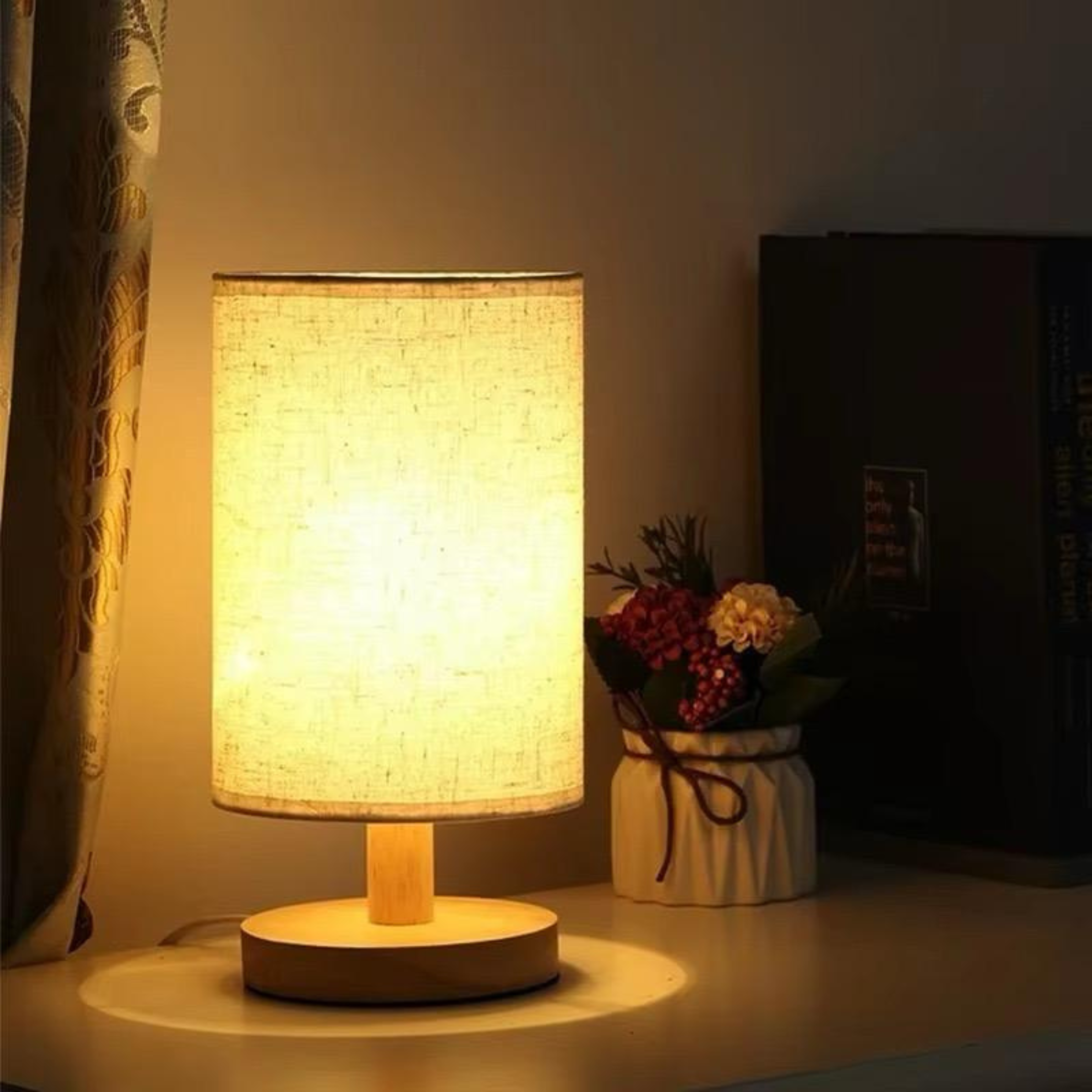 Modern Nordic Wooden Table Lamp – Minimalist Bedside Desk Light