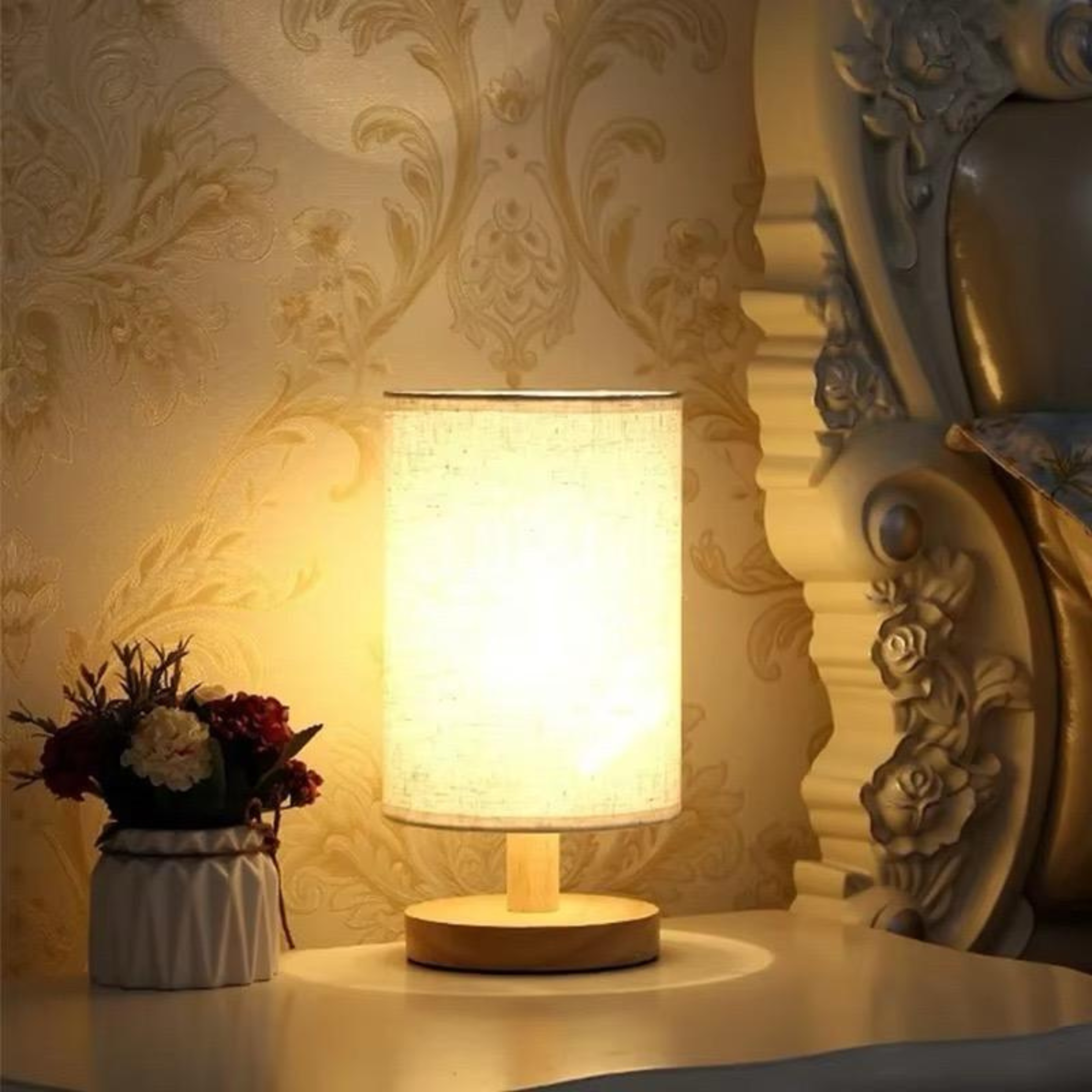 Modern Nordic Wooden Table Lamp – Minimalist Bedside Desk Light Main image