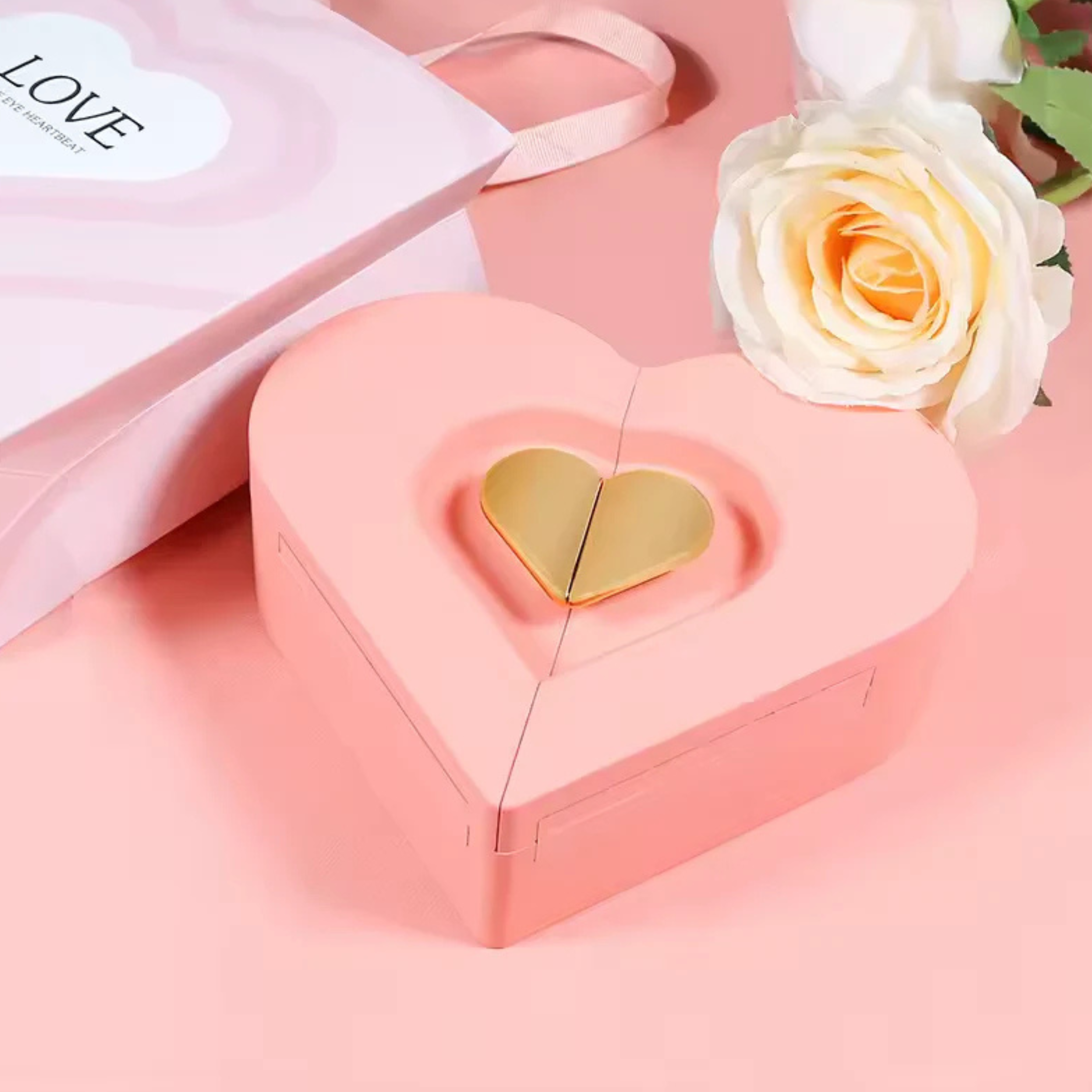 Love Open Heart Box with Heart Necklace – Valentine’s Day Double Open Jewelry Gift Box Secondary image
