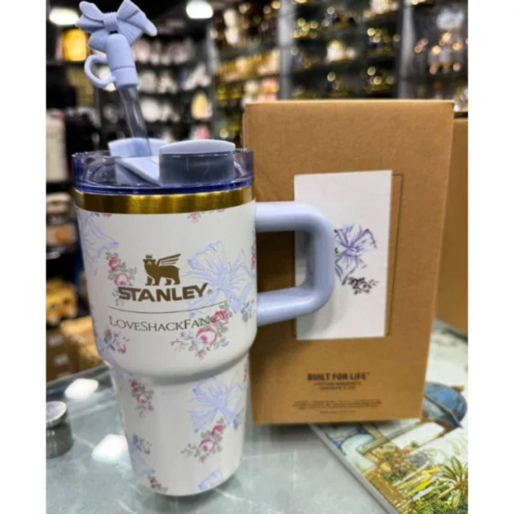 The Stanley X LoveShackFancy Holiday Quencher – 20Oz – Rosa Beaux Blue Secondary image
