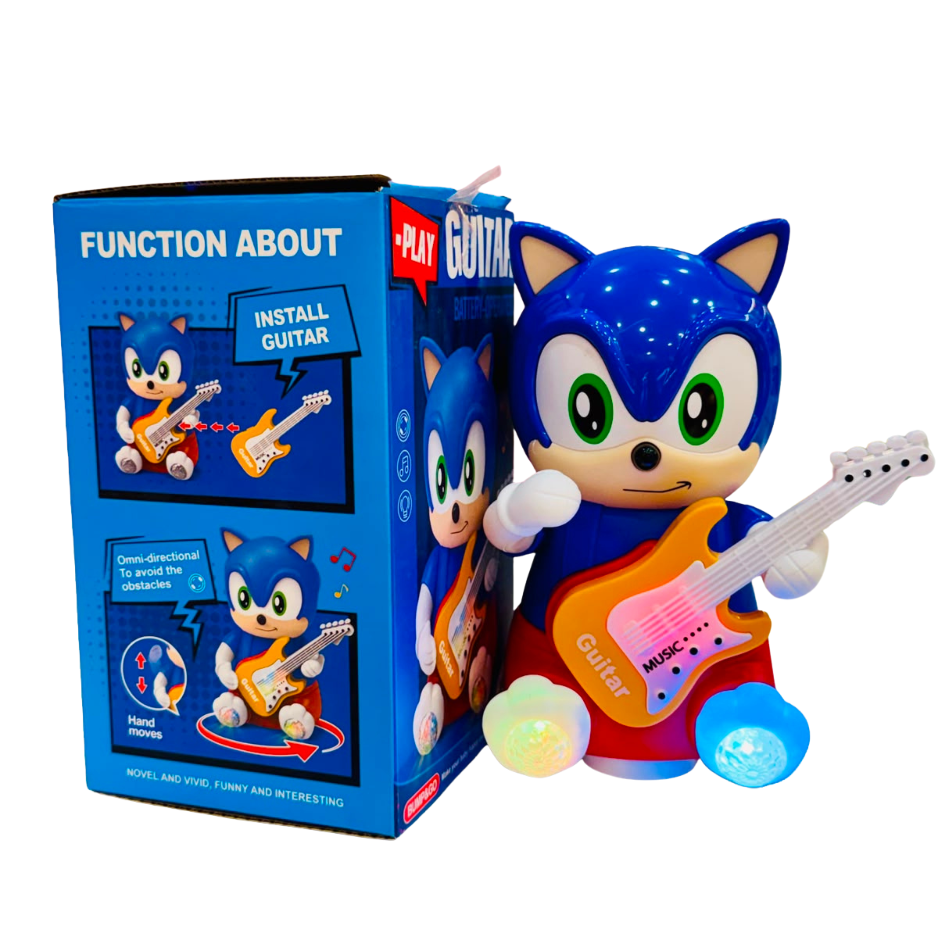 Sonic-Inspired Electric Guitar Toy – Battery Operated Bump and Go Musical Toy with 3D Flashing Lights for Toddlers Main image