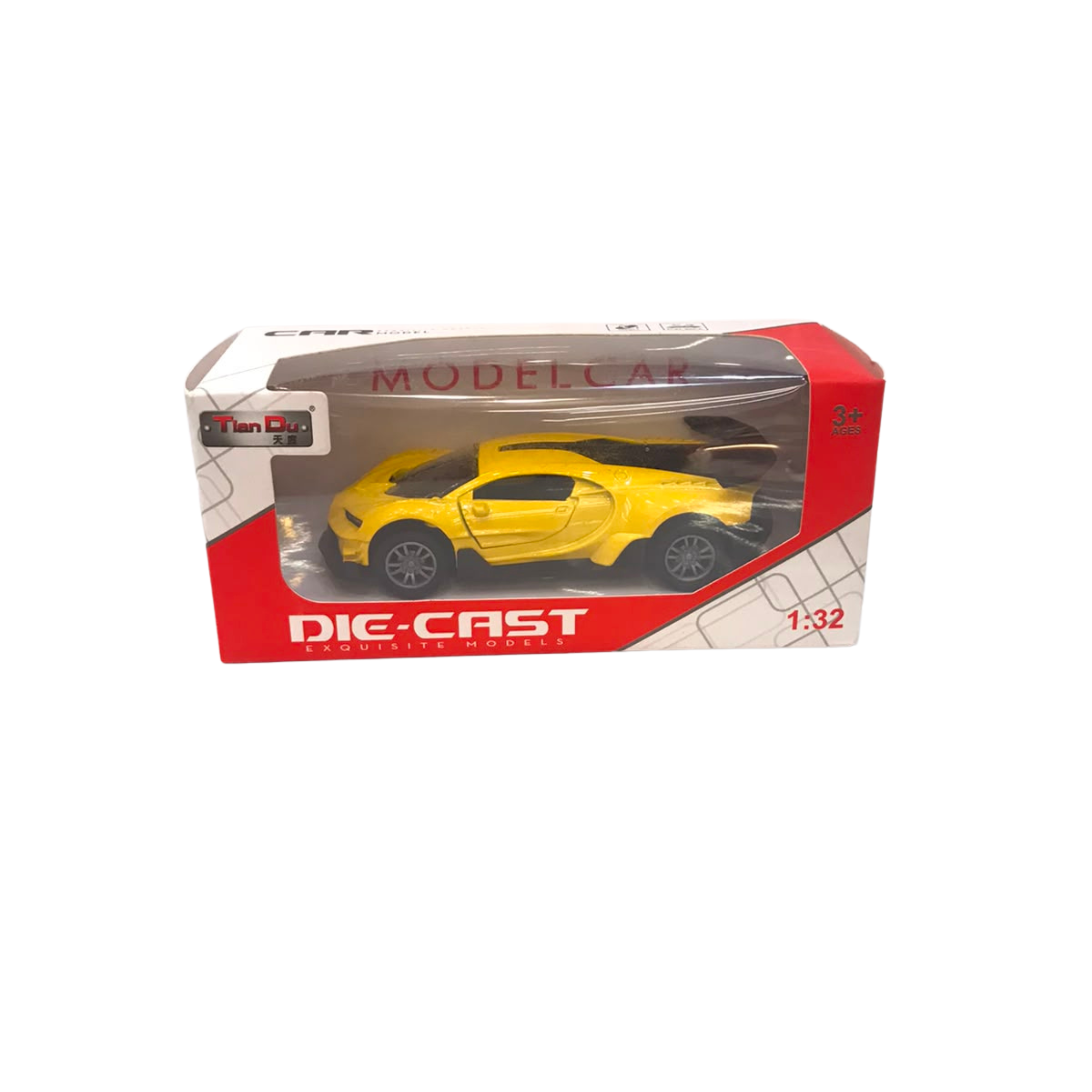 1:36 Bugatti Vision Gran Turismo Die-Cast Metal Pull-Back Hypercar Toy – Bright Yellow Main image