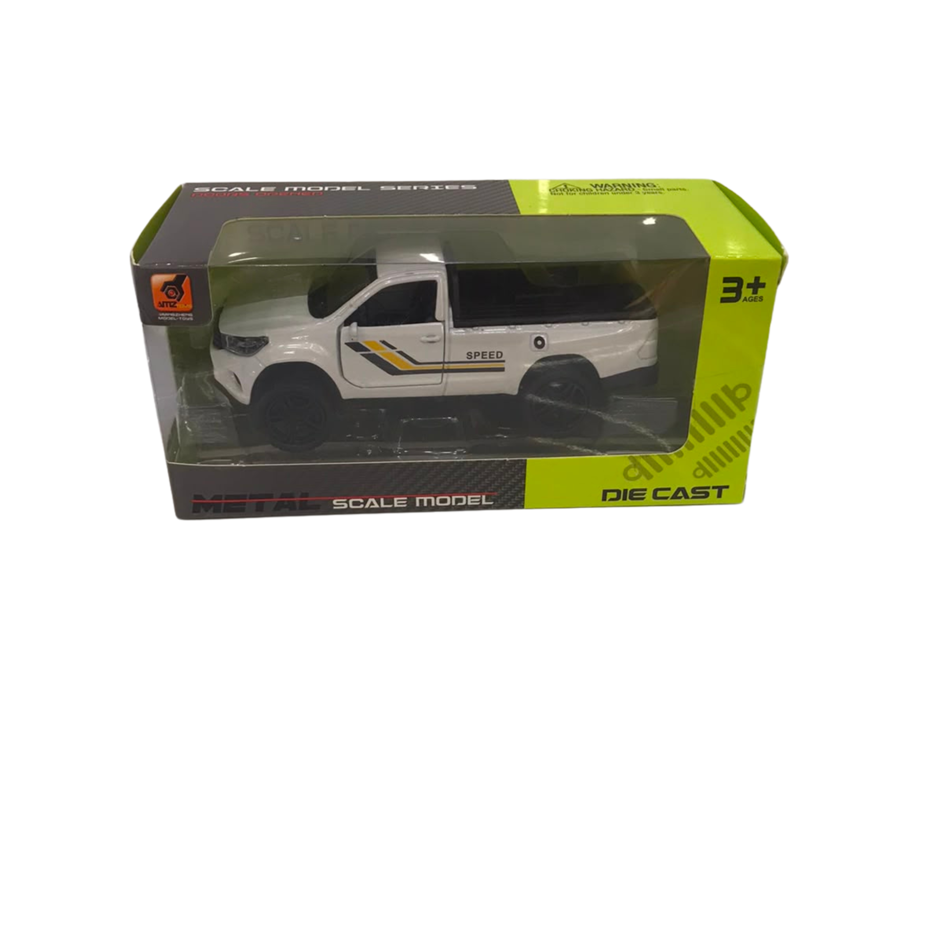 AMTiz 1:32 Toyota Hilux Die-Cast Metal Pull-Back Pickup Truck Toy – White Main image