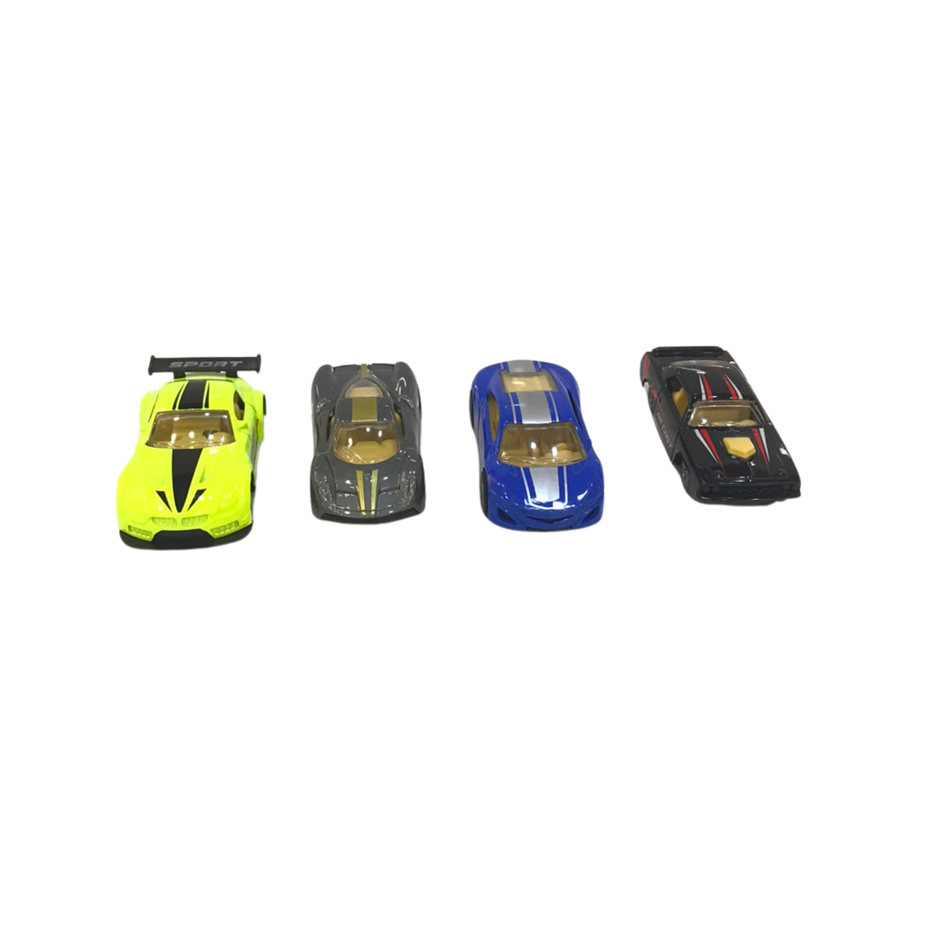 4-Piece Die-Cast Metal Toy Sports Car Set – Multi-Color Friction Racers