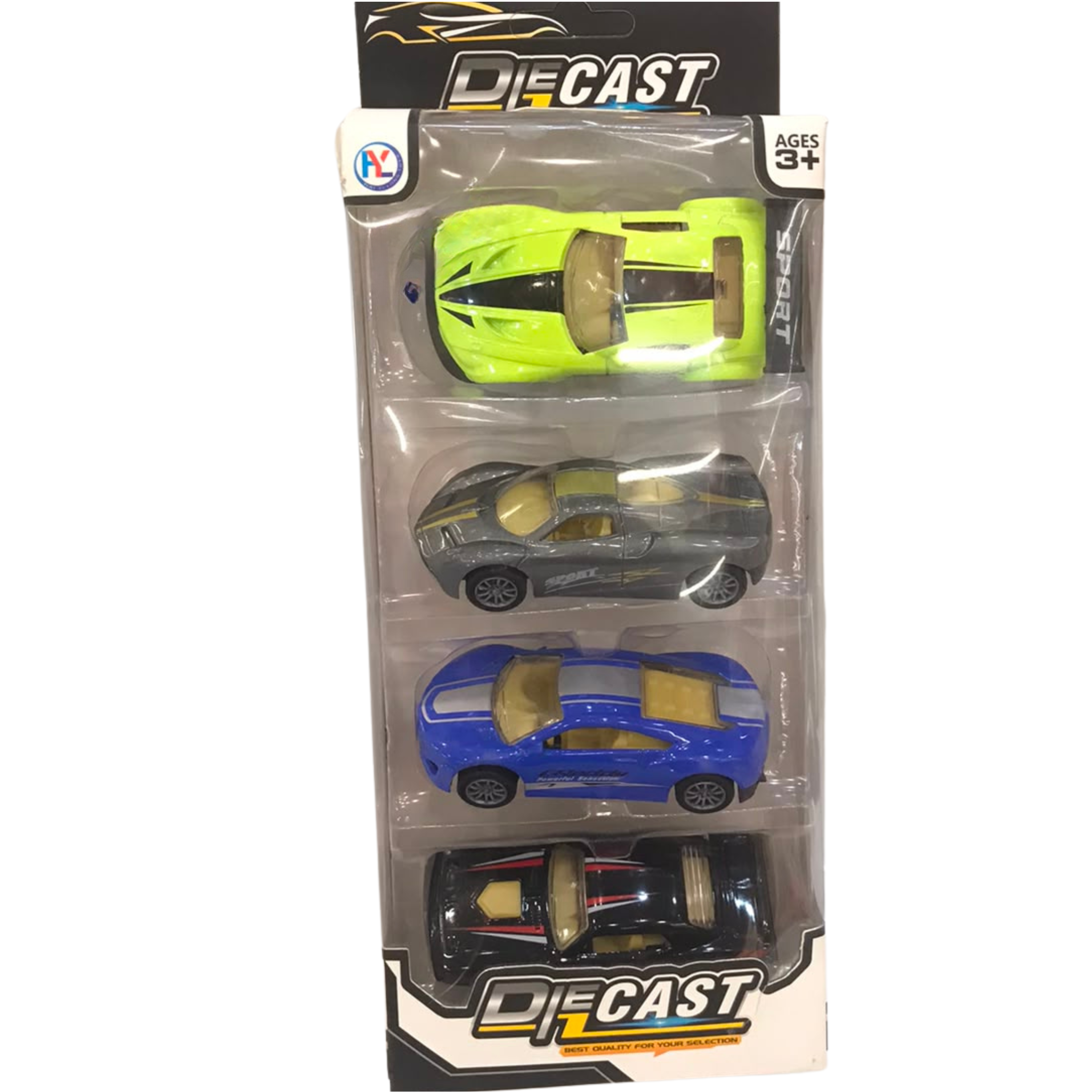 4-Piece Die-Cast Metal Toy Sports Car Set – Multi-Color Friction Racers Main image