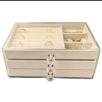 Acrylic Jewelry Box with 3 Drawers – Velvet Lined Organizer for Earrings, Rings, Necklaces & Bracelets – Elegant Display Case & Gift for Women