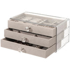 Acrylic Jewelry Box with 3 Drawers – Velvet Lined Organizer for Earrings, Rings, Necklaces & Bracelets – Elegant Display Case & Gift for Women