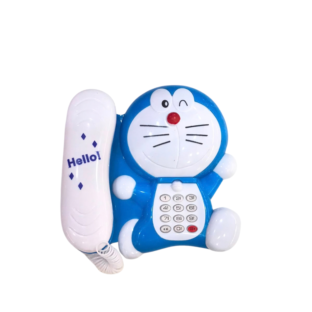 Doraemon Cartoon Musical Toy Telephone | Interactive Learning Landline Phone with Built-In Songs, Keypad Sounds, Light-Up Nose & Detachable Receiver for Toddlers
