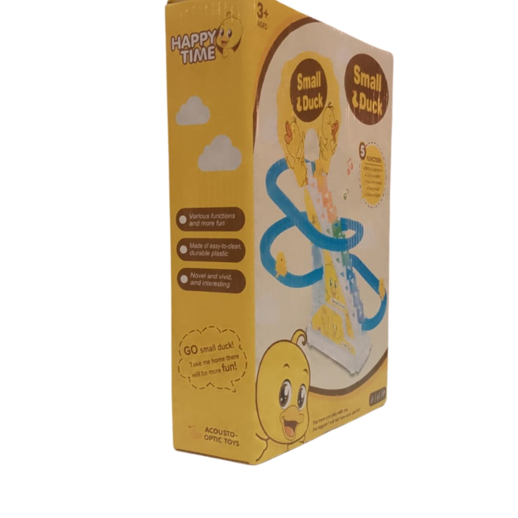 Small Duck Battery Operated Musical Roller Coaster Track Toy with Automatic Escalator Staircase