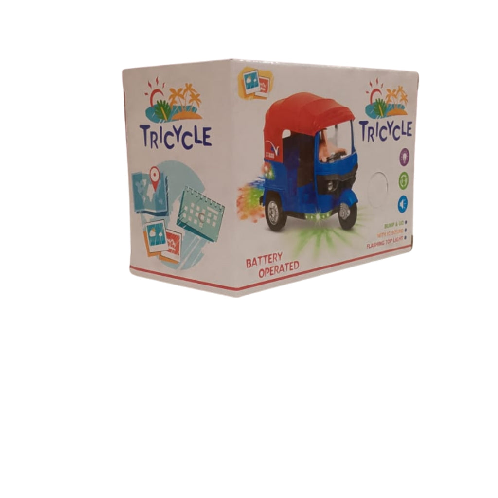 Battery Operated Bump & Go Toy Tricycle Auto-Rickshaw with Flashing Lights and Sound Secondary image
