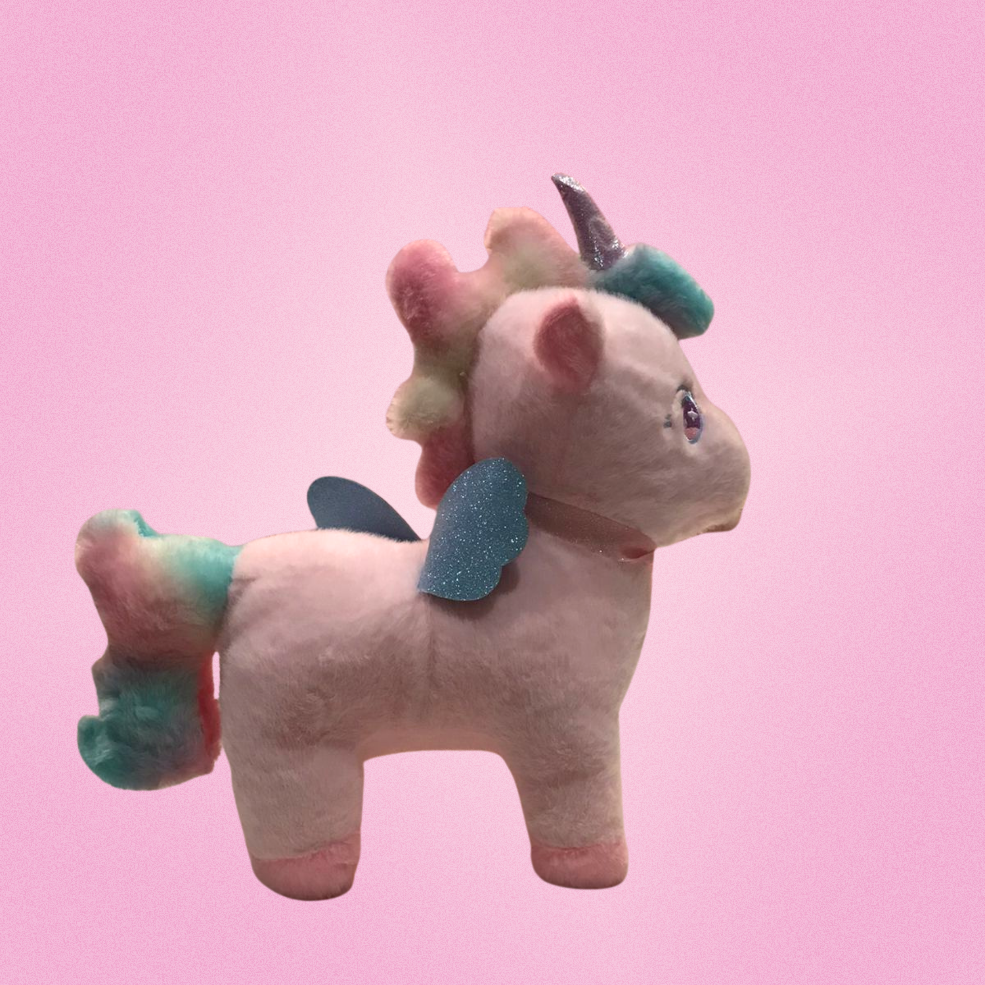 Soft Pastel Unicorn Plush Toy with Glittery Horn and Hooves Main image