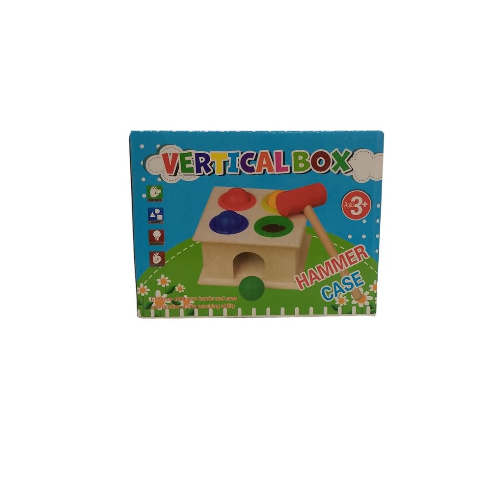 Wooden Hammer Case Vertical Box Toy for Kids – Color & Shape Learning Game