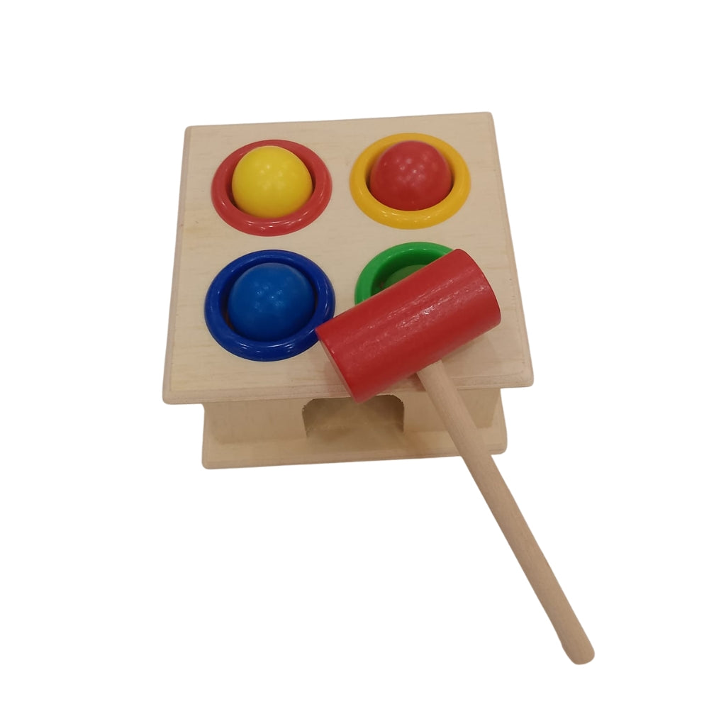 Wooden Hammer Case Vertical Box Toy for Kids – Color & Shape Learning Game